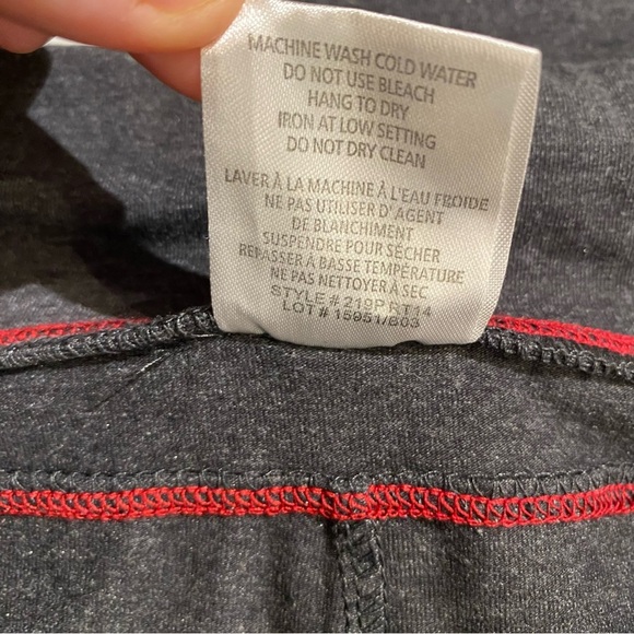 Roots Active joggers leggings grey with red stripe drawstring waist large - Picture 8 of 9